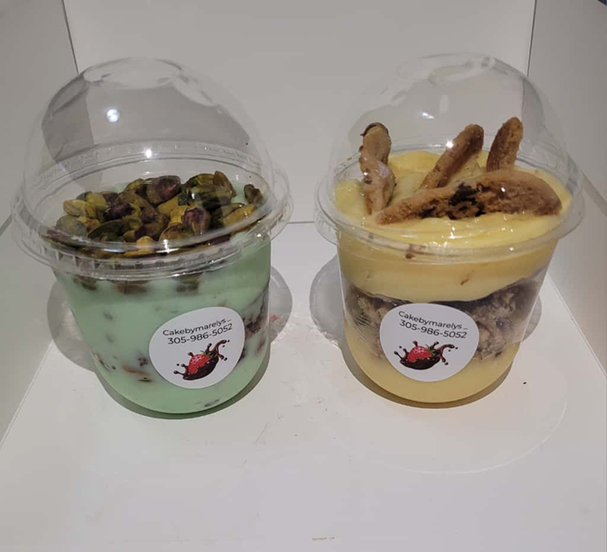 Deserts in glass cup