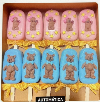 Sweet desserts in form on popsicles.
