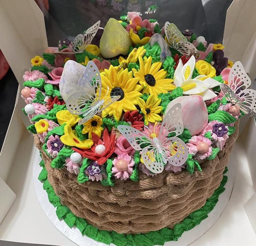 Floral Garden Cake with Butterflies