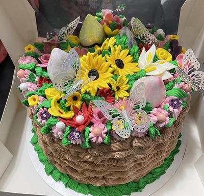 Floral Garden Cake with Butterflies